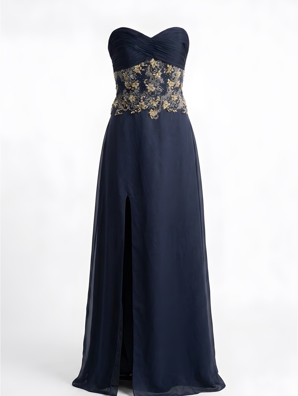 Mother of the Bride /Groom Clearance Sale - Strapless Navy and Gold Floral Dress